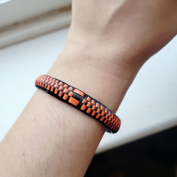 Vintage Classic Black & Orange Woven Weave Bracelet - Picture 6 of 6